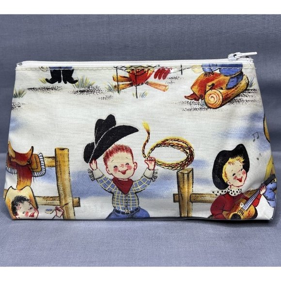 Medium Box Cowboy Coin Purse Tote By Chick Pea, Zip Up. Made In Australia. - Picture 5 of 6